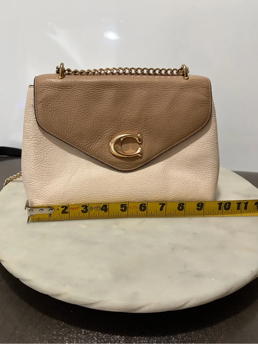 COACH TAMMIE Shoulder Bag C6786 Chain Crossbody Pebble Leather Handbag Purse